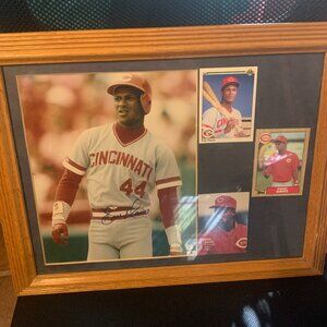 Cincinnati Reds Eric Davis 8 X 10 Photo Framed W Cards WITHOUT COA
